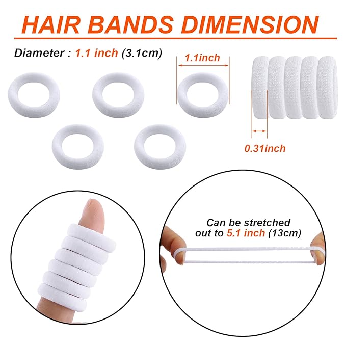 QRTVI 120 Pcs Baby Hair Ties, Cotton Toddler Hair Ties for Girls and Kids, Multicolor Small Seamless Hair Bands Elastic Ponytail Holders (White)