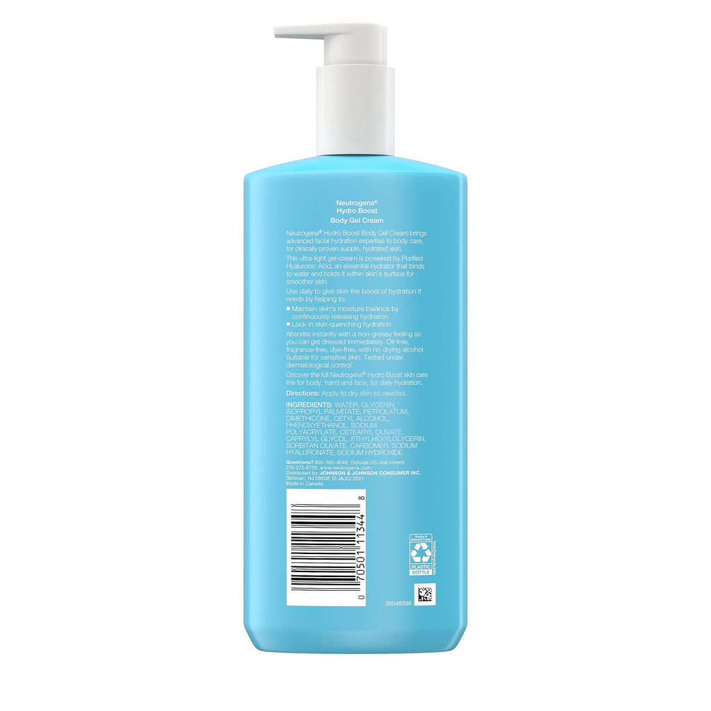 Neutrogena Hydro Boost Body Gel Cream, Fragrance Free, 2 x 16 oz