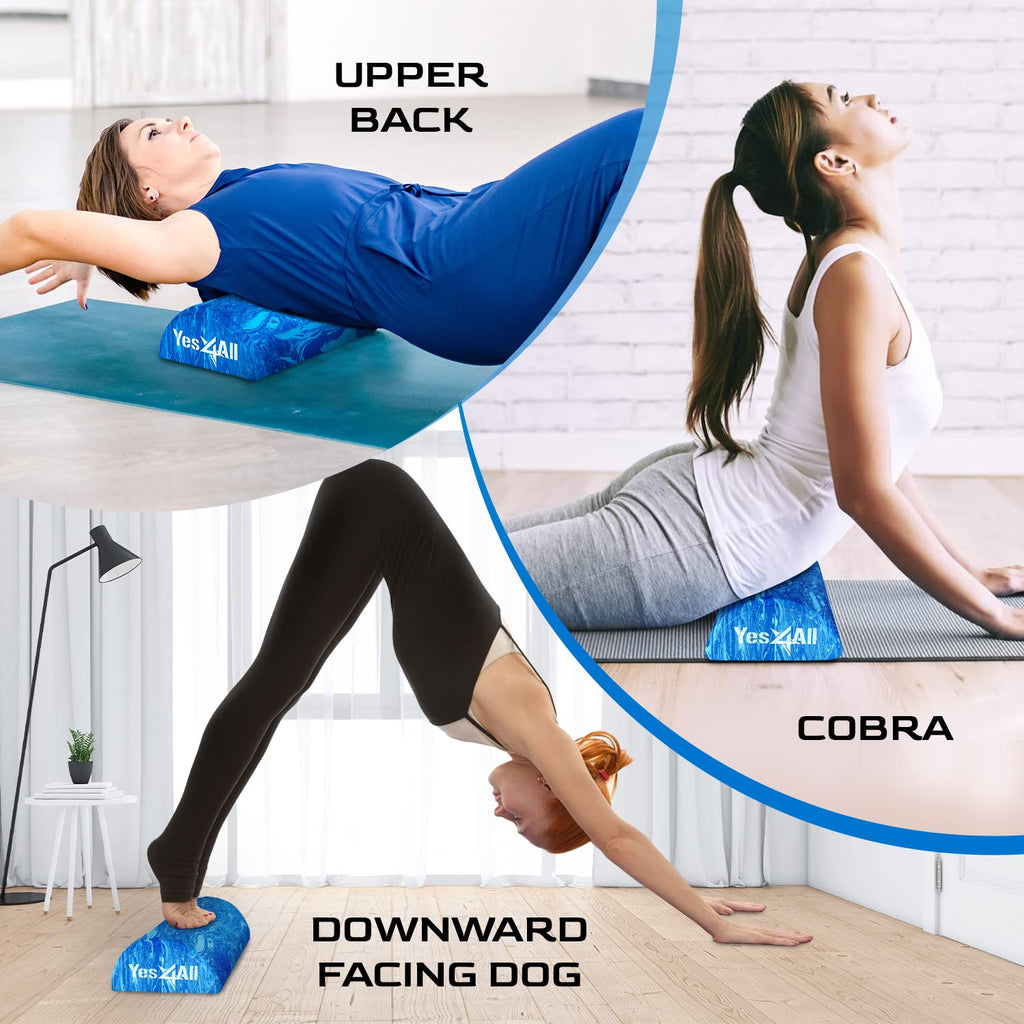 Yes4All Half Round Foam Roller, EVA Firm Half Foam Roller for Yoga, Half Yoga Back Roller for Muscle Massage for Pilates, Balance & Core Exercises - 12/36 inches - Blue, 12 inches