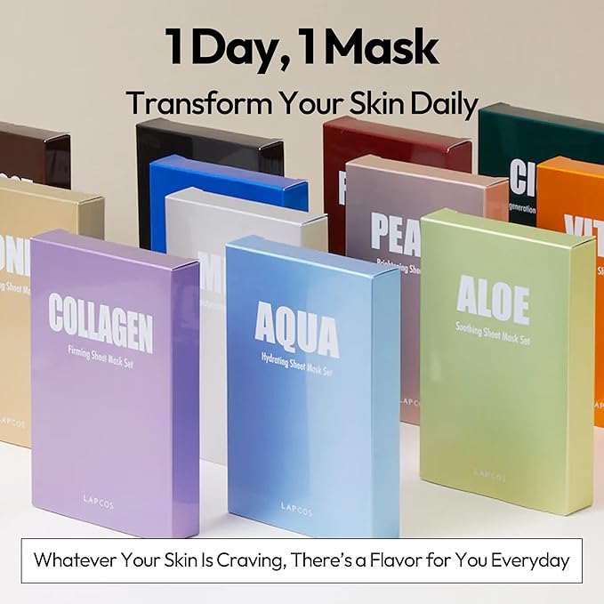 LAPCOS K Beauty Pearl Sheet Mask - Revitalizing & Refining Face Masks with Rice Ferment - Refines Uneven Texture & Dark Spots - Breathable Eucalyptus-derived Tencel Sheet Korean Skin Care (Pack of 5)