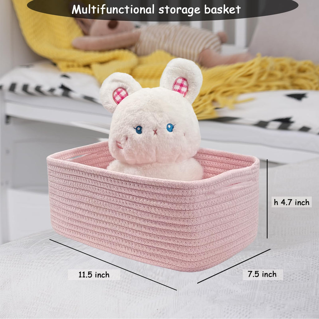 COMFY-HOMI 11.5"x7.5"x4.7" Storage Baskets for Organizing | Cotton Rope Woven Basket | Toy Storage Bin Box | Basket for Shelves, Closet Organizer Bin, Decorative Closet Shelf, 1 Pack