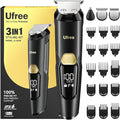 Ufree 3-in-1 Beard Trimmer for Men, IPX6 Waterproof Electric Razor Shaver, Hair Mustache Body Nose Trimmer, Type-C Clippers Husband Father boy Grooming Kit, Birthday Gifts for Men Dad