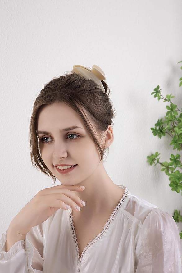 OideGuiing Durable Acetate Hair Clips - 4-Inch Creme Claw Clips for Fine and Thick Hair (Creme)