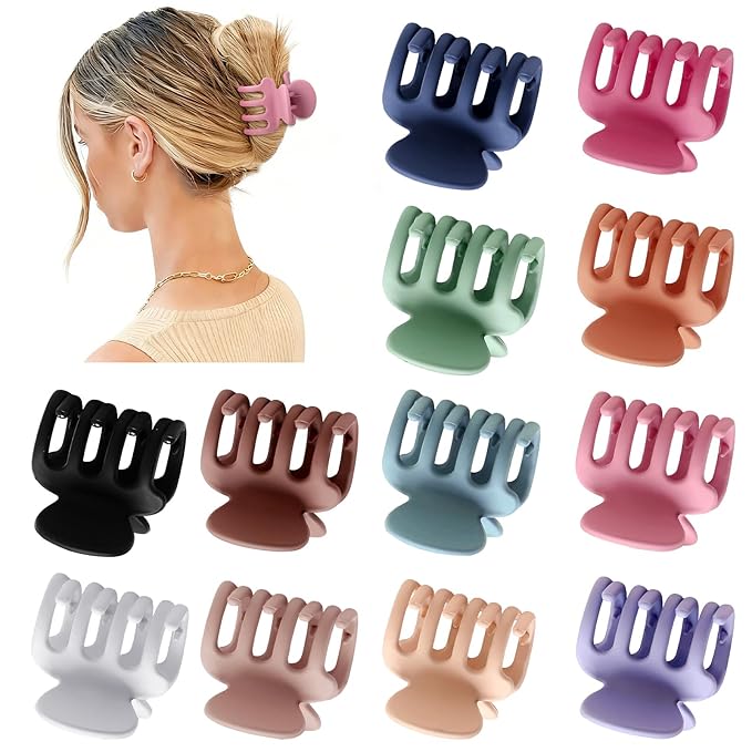 Sisiaipu 12Pcs Hair Clips for Women 1.8 Inch Small Claw Clips for Thin Hair Medium Hair Claw Clips for Thick Hair Accessories for Women Girls (Colorful)