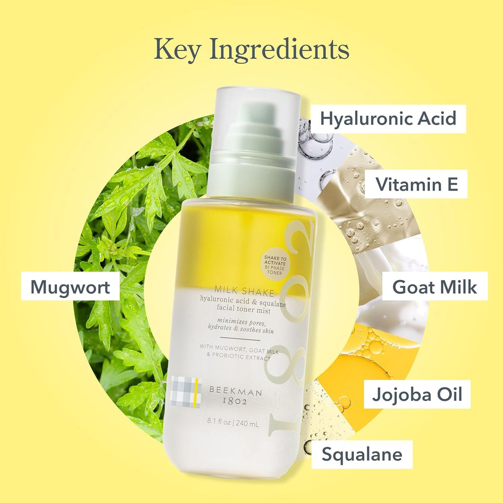 Beekman 1802 Milk Shake Hydrating Face Mist, Fragrance Free, 8.1 fl oz