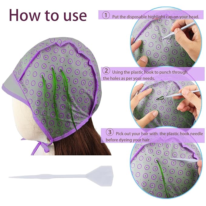 Hair Highlight Cap, Highlighting Cap for Dyeing with Crochet Hook