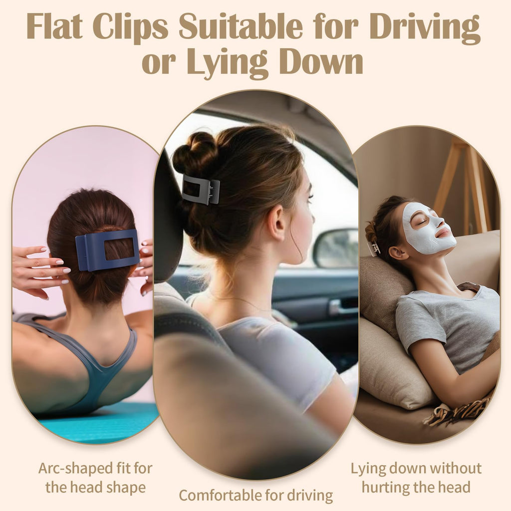 8 Pcs Large Flat Hair Clips for Women, Non-slip Big Square Matte Hair Claw Clips