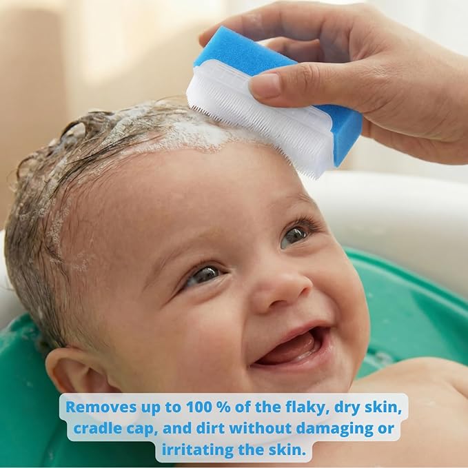 Cradle Cap Brush for Babies - Baby Sponge for Bathing Newborn Bath Essentials | Cradle Cap Treatment | Baby Bath Sponges for Newborns (5-Pack)