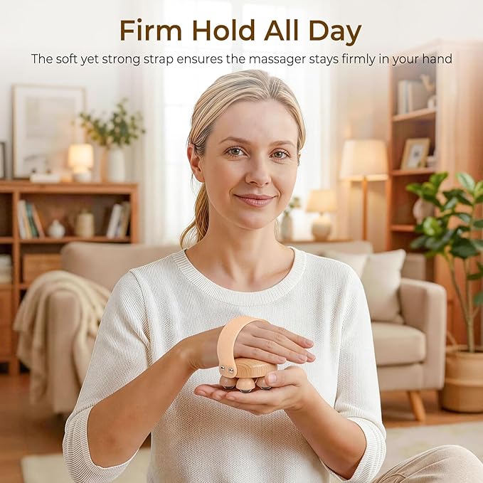 CJZMBSTY 2 Pack Wooden Handheld Lymphatic Massager with Multi Ball and Finger Ball Rollers, Featuring Smooth 304 Stainless Steel Balls for Body Contouring, Cellulite, Circulation and Muscle Relief