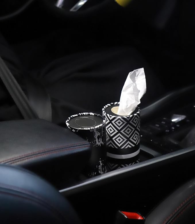 Small Car Tissues Holder with Facial Tissues - 4PK - Tisses for Car Travel Tissue Tubes Box Container Cylinder for Vehicle Cup Holder