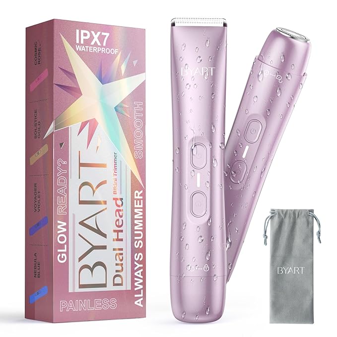 Bikini Trimmer for Women - 2-in-1 Body & Facial Hair Trimmer for Shaving, Wet & Dry Use Cordless Electric Razors for Legs, Underarms, Pubic, Ceramic Blade for Sensitive Skin - No Nicks No Bumps