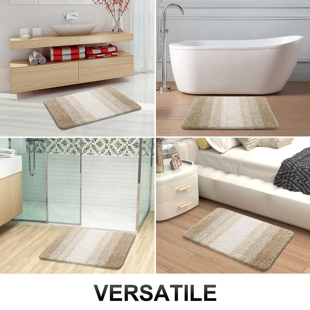 OLANLY Micorfiber Bathroom Rug Set 2 Piece, 24"x16"+U-Shaped 24"x20"