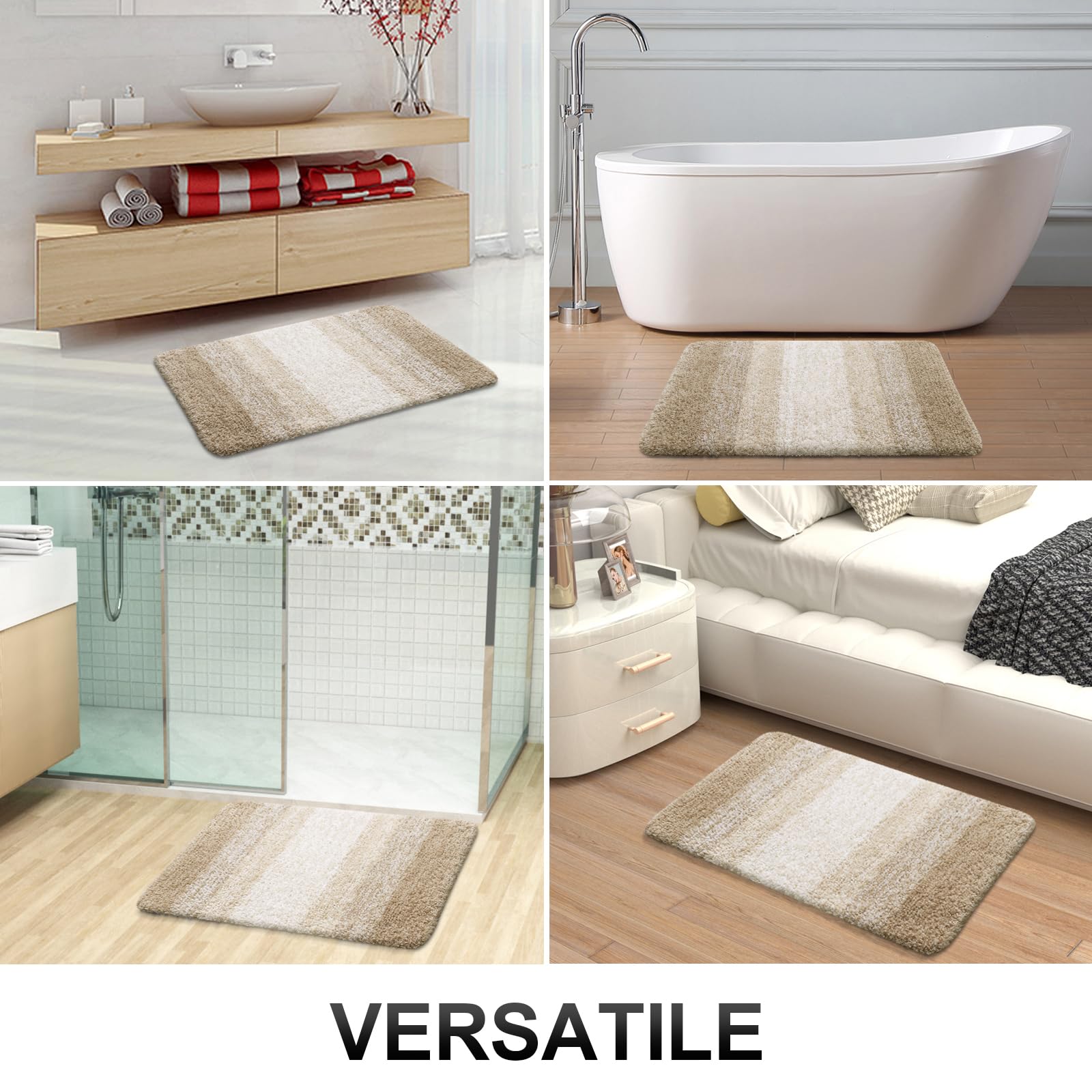 OLANLY Micorfiber Bathroom Rug Set 2 Piece, 24"x16"+U-Shaped 24"x20"