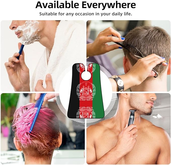 NOUZU Flag Of Afghanistan Print Beard Bib Apron For Men, Beard Hair Catcher For Men Shaving Trimming,Beard Cape Cloth