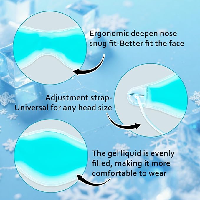 Cooling Eye Mask - Gel Ice Pack Reusable Cooling Eye Pads and Under Patches,Eye Hot Cold Treatment for Redness,Pain Relief Relax (Blue)