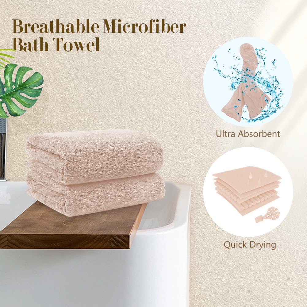 Orighty Bath Towels, Soft Feel Bath Towel, 4 Pack (27'' x 54'')