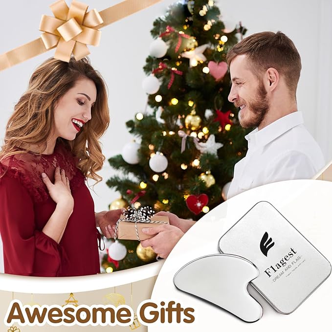 Flagest Stainless Steel Gua Sha Facial Tools, Metal Guasha Tool for Face