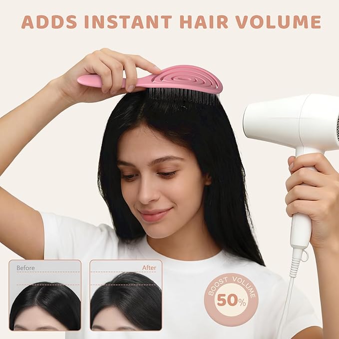 SHINLEA Detangle Hair Brush, Detangling Wet Spiral Hairbrush for Women, Men, kids, Vented Detangler for Blow Drying, Glide Through Tangles For All Hair Types (Pink)