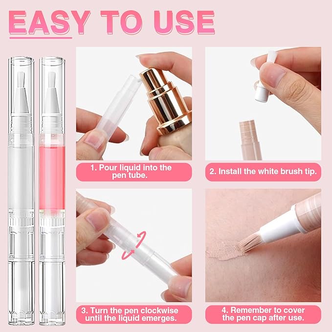 DupakSYS 3ml 100Pcs Nail Oil Pen, Empty Cuticle Oil Pen For Nail Growth