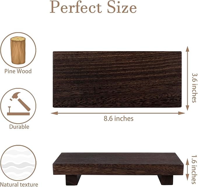 Wood Bathroom Tray Farmhouse Decor Kitchen Soap Holder 8.7"x3.6" Dark Brown