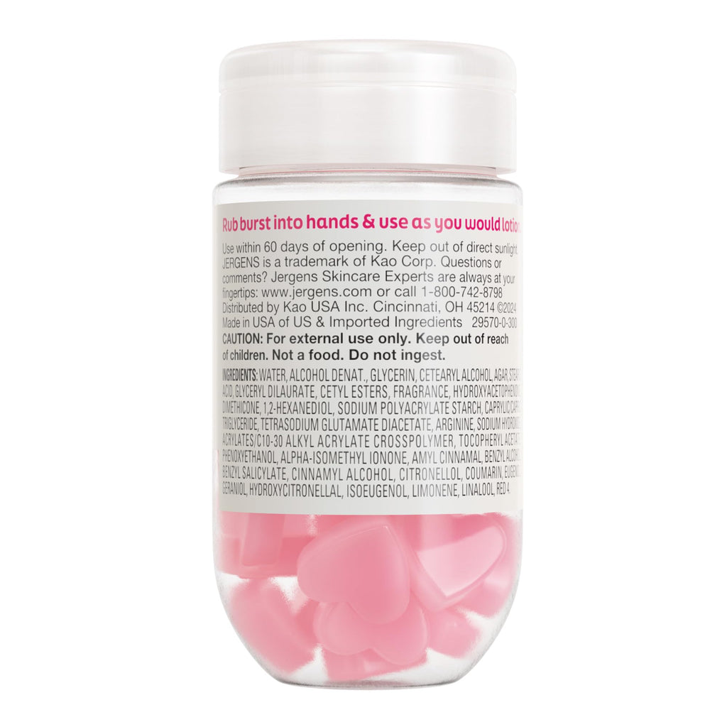 Jergens Cherry Almond Lotion Bursts, Squishy Heart-Shaped Moisturizer Bursts, Gifts for Teen Girls or Boys, 38 Ct