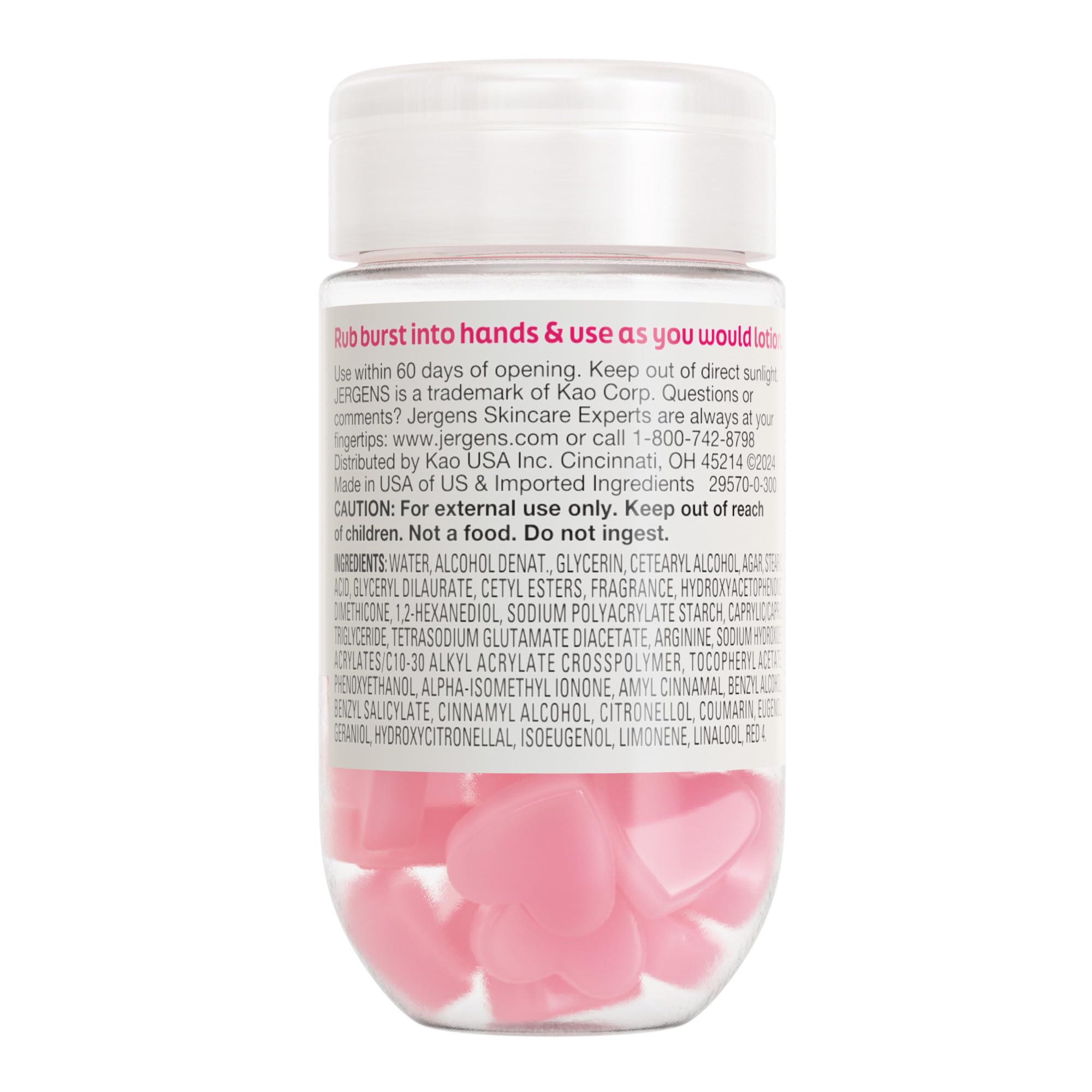 Jergens Cherry Almond Lotion Bursts, Squishy Heart-Shaped Moisturizer Bursts, Gifts for Teen Girls or Boys, 38 Ct