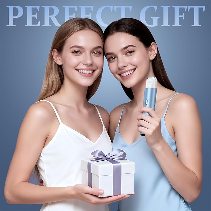 Bikini Trimmer for Women, Dual Head Face Shaver Body Hair Trimmmer, IPX7 Waterproof Womens Electric Razor for Legs, Sky Blue