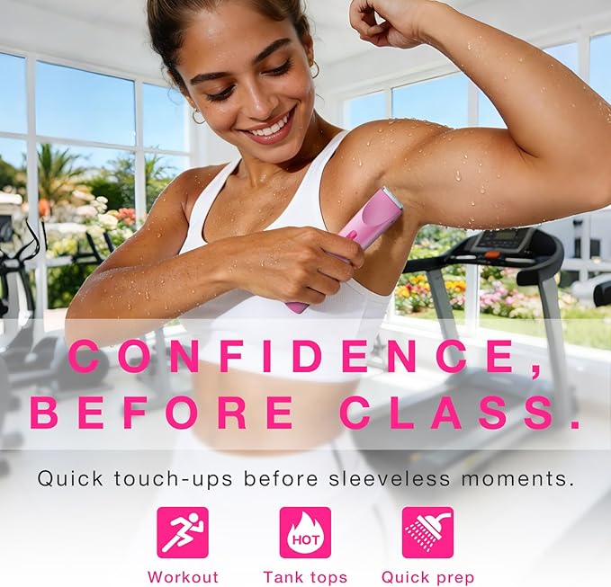 Bikini Trimmer for Women, Dual-Ended Electric Razor Personal Shaver for Bikini Line & Pubic Hair, Waterproof USB-C Rechargeable Body & Face Trimmer for Underarms & Legs (Hot Pink)