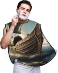 Old Viking Boat Print Beard Bib Apron For Men, Beard Hair Catcher For Men Shaving Trimming,Beard Cape Cloth