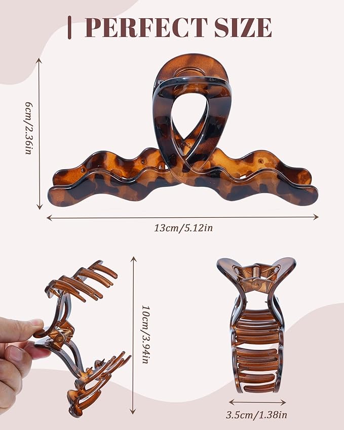 HOKEMP 4 Pack Large Claw Clips for Women Thick hair - 5.12 Inch Hair Claw Clips Non-slip Hair Clips with 360° U-Shaped Spring Strong Hold Hair Clips for Long Curly Hair (Color 1)