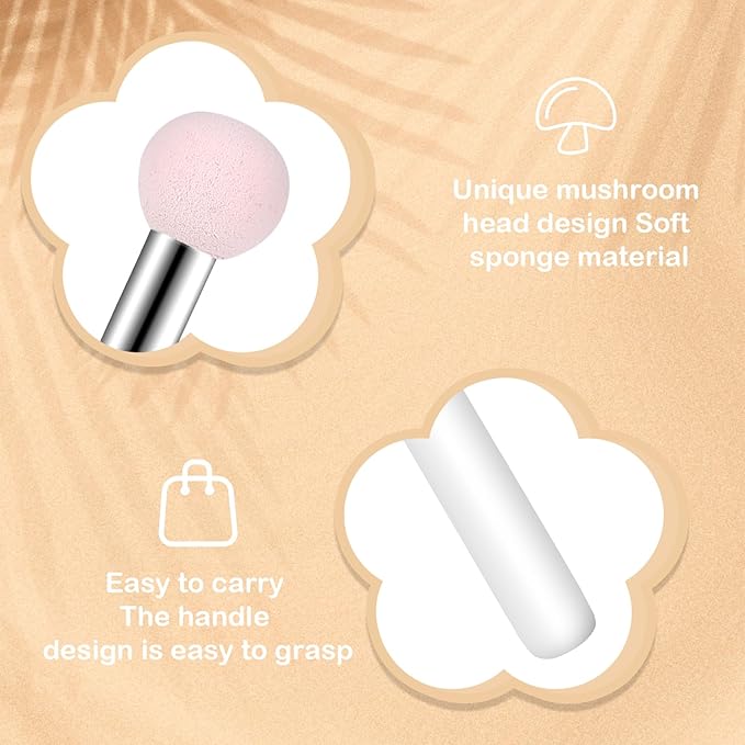 Mushroom Makeup Sponge with Handle Small Concealer Brush Sponge Under Eye for Face Eyelids Nose Foundation Concealer Applicator Eyeshadow Brushes for Women Girls