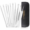 Pimple Popper Tool Kit, MENOLY 10 Pcs Blackhead Remover Comedone Extractor Acne Removal Kit for Blemish, Whitehead Popping,Zit Removing for Nose Face Tools with a Leather Bag (Rose Gold)