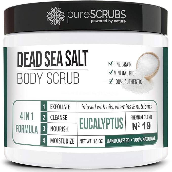 pureSCRUBS Premium Eucalyptus Body Scrub Set, Gentle Exfoliating Salt Scrub