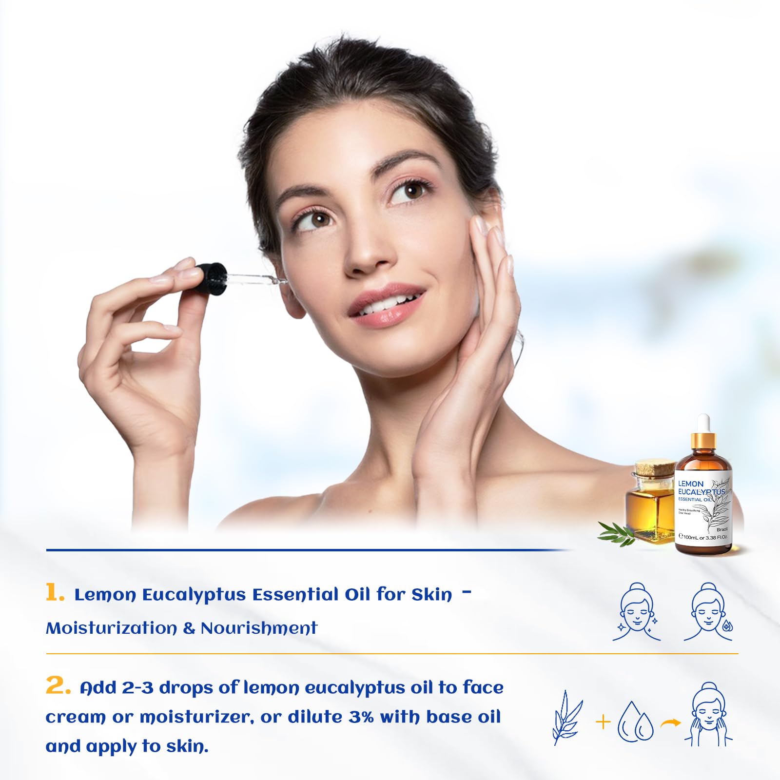 HIQILI Lemon Eucalyptus Essential Oil for Spray, Aromatherapy & Skin Care