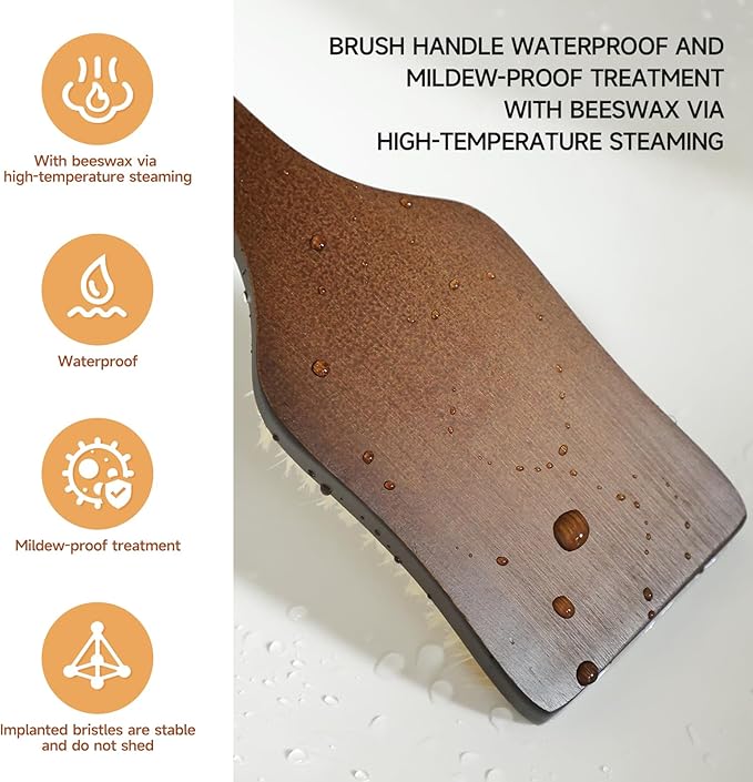 ENAMELEVO Back Scrubber Shower Brush,Dry Brushing Body Brush with 17.7 Inch Curved Long Handle, Natural Bristles for Lymphatic Drainage, Soft & Stiff Bristles Available (Soft-Fine Boar Bristles)