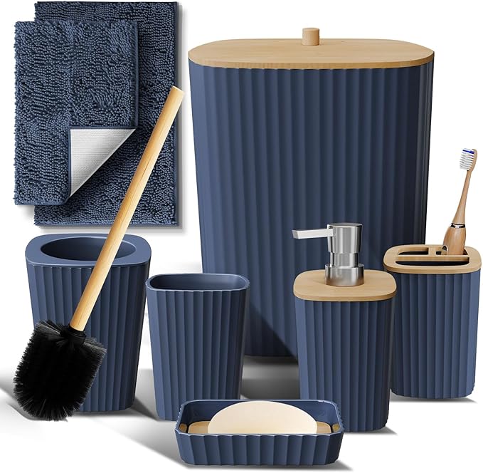 Clara Clark Bathroom Set - Christmas Bathroom Sets, Xmas Bathroom Accessories Set, 6PC Bathroom Accessory Set with Toilet Brush, Trash Can & Soap Dispenser