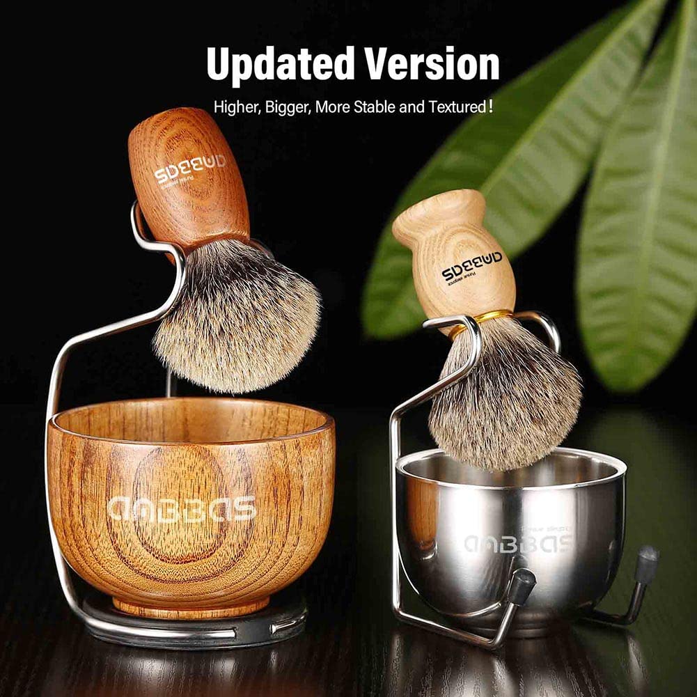 Anbbas 3IN1 Badger Hair Shaving Brush Set,Lather for Men Smooth Wet Shave