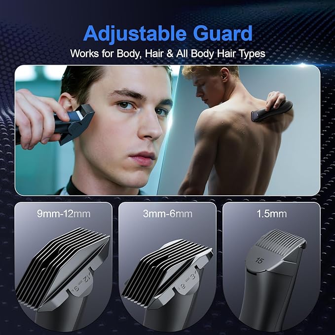 Body Hair Trimmer with Ceramic Blade - Manscaper Electric Razor for Men Women, Electric Shaver for Pubic Hair, Chest, Legs & Bikini, Waterproof & Rechargeable, Led Display