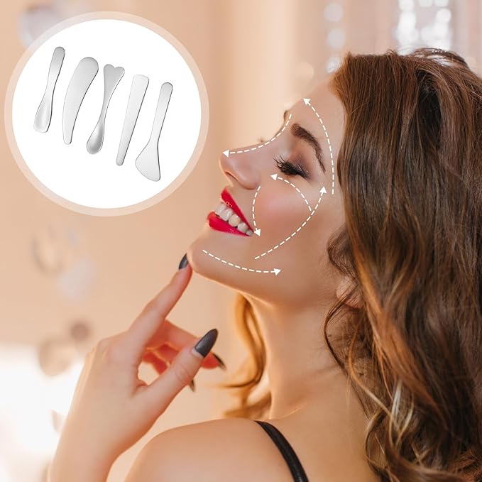 5pcs Stainless Steel Cream Spoon Mini Metal Makeup Spatula