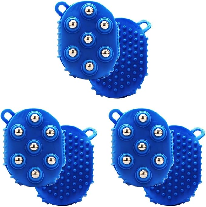 GLEAVI Handheld Massage Glove with 7 Roller Balls Palm-Shaped Exfoliating Body Brush 3 Pack Body Massager for Muscle Soreness Cellulite Care Back Abdomen Arms Legs Feet