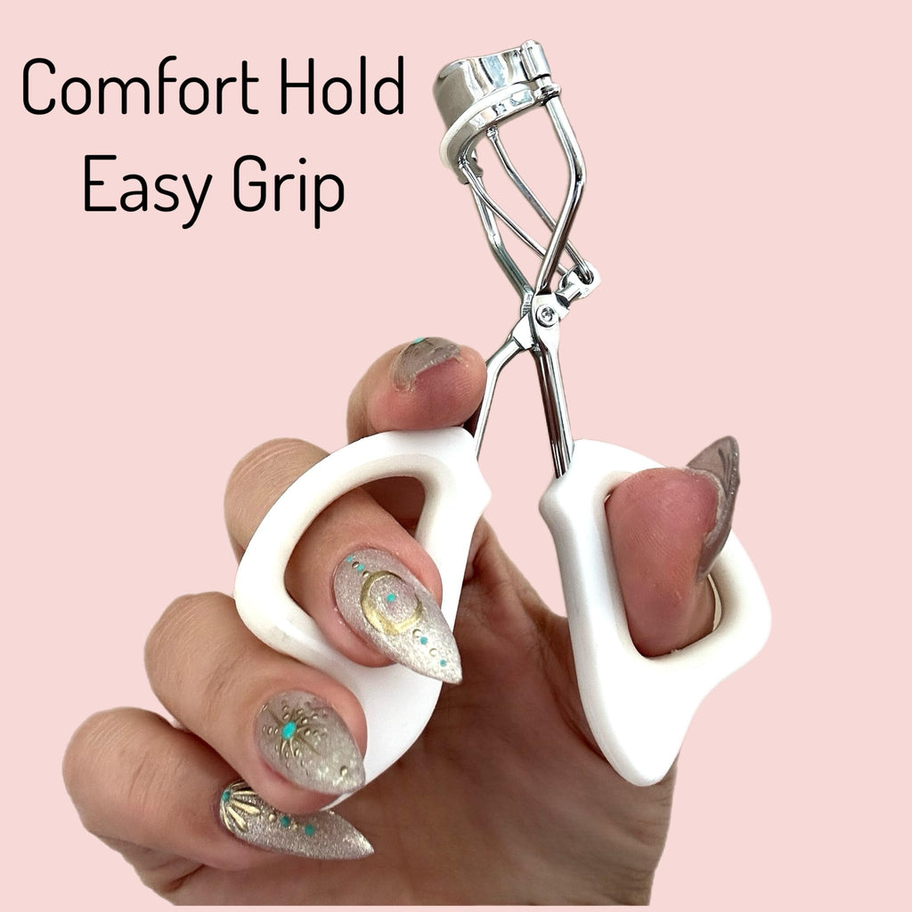 Precision Comfort Hold Easy Grip Professional Eyelash Curler Long Lasting Lifted Eyelashes Ergonomic Comfort Hold Voluminous Curls in Seconds Non-Slip Finger Grip (x2 White)
