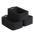 Goodpick Basket for Shelves, Black Baskets for Organizing Gift Basket, Woven Rope Storage for Shelves Closet Organizer Bins for Towels 3 Pack, Black, 11 x 7 x 4.5 in