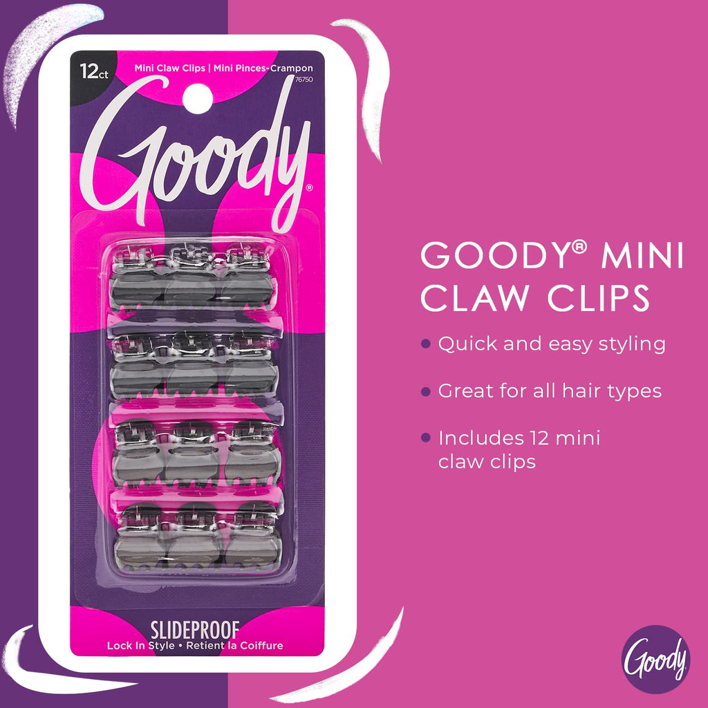 Goody Mini Claw Clips, Colour Collection , Brunette - Great for Easily Pulling Up Your Hair - Pain-Free Hair Accessories for Women, Men, Boys & Girls 12 Count (Pack of 1)