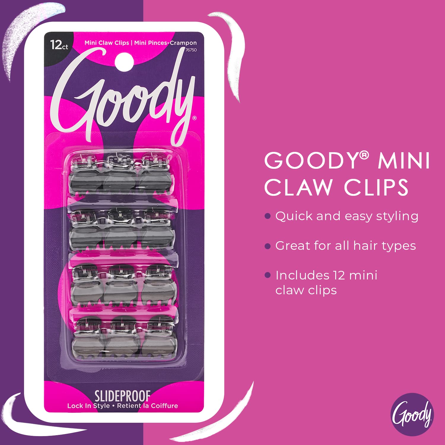 Goody Mini Claw Clips, Colour Collection , Brunette - Great for Easily Pulling Up Your Hair - Pain-Free Hair Accessories for Women, Men, Boys & Girls 12 Count (Pack of 1)