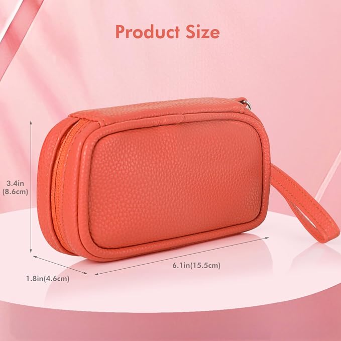 Teircno Portable Tampon Organizer - Beige PU Pouch with Handle & Zipper for Women's Period Bags