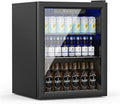 Erivess Compact Beverage Refrigerator,70 Can/1.6 Cubic Feet Fridge with Glass Front Door for Soda, Beer or Wine, Under Counter Small Refrigerator with Adjustable Shelve & Digital Display