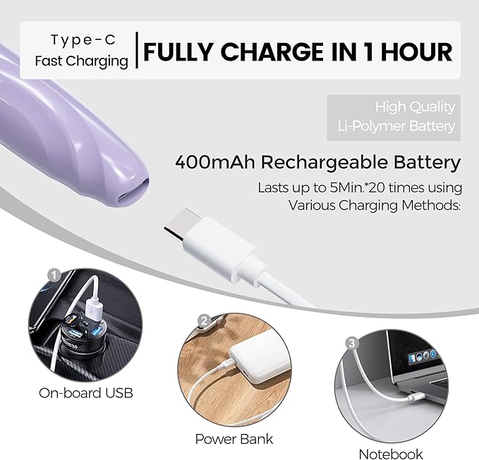 Raysino Heated Eyelash Curler, S600 Rechargeable Heated Lash Curler, Eyelash Curler Heated in 8s for Women 24 Hs Lasting Natural Makeup (Lilac/Silver, 148MM)