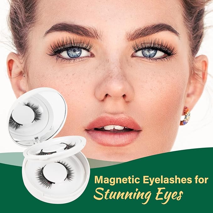 KEYYOU Reusable Magnetic Eyelashes 2 Pair with Applicator No Glue Needed 3D Natural Magnetic Lashes, Easy to Apply & Long Lasting for Daily Use & Events(A06+A09)