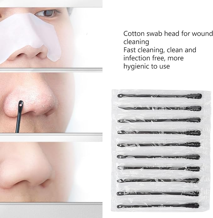 100Pcs Pimple Extractor, Blackhead Extractor, Blackhead Remover Tools, Disposable Double Tipped Cotton Swabs Stick Comedone Extractor Squeeze Cotton Buds Skin Pores