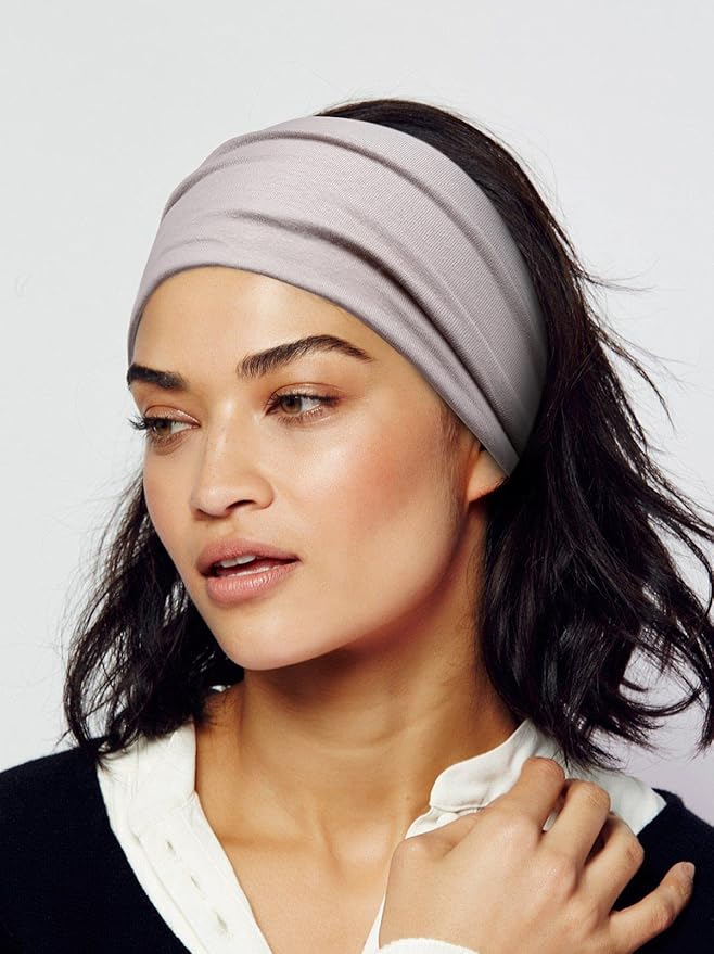 Huachi Wide Headbands for Women Black Stylish Head Wraps Boho Thick Hairbands Large African Sport Yoga Turban Headband Hair Accessories (Pack of 4)